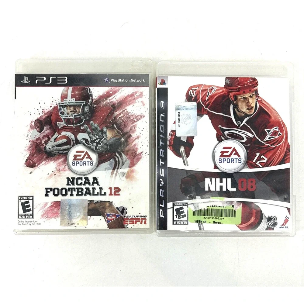 PS3 Game LOT NCAA Football 12 PlayStation 3‎ PS3 Disc & Case & NHL 08